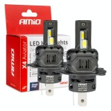 Becuri auto LED AMiO X4 Aviator H4/H19 6500K Canbus 12V 44W set, Chip LED 7330, 3936LM, Xenon White, dimensiune 1:1 cu becul standard