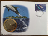 Penrhyn - delfin - FDC cu medalie, fauna wwf