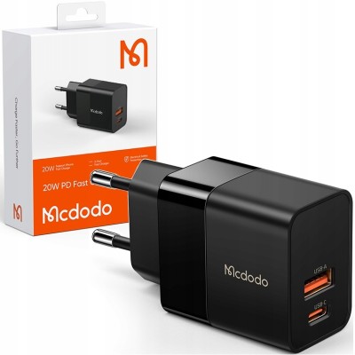 Incărcător De Telefon, Rapid, Usb, Usb-C, 20W, Pentru Iphone, Universal, Negru, Mcdodo foto