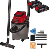 Einhell TC-VC 18/15 Li S PXC + Twinpack CB - Aspirator 80 mbar accesorii + Set 2 acumulatori Li-Ion 18 V 2.5 Ah