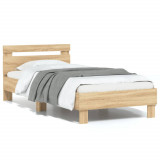 VidaXL Cadru de pat cu tăblie stejar sonoma 75x190 cm lemn prelucrat