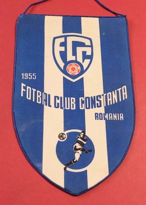 Fanion (model anii`70) fotbal FC CONSTANTA (dimensiuni 30x18 cm) foto
