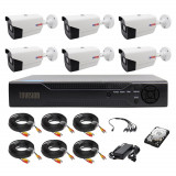 Sistem supraveghere 6 camere Rovision oem Hikvision 2MP full hd, DVR Pentabrid 5 in 1, 8 canale, accesorii si hard incluse SafetyGuard Surveillance