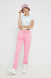 Cumpara ieftin Adidas Originals pantaloni de trening femei, culoarea roz, neted HJ7848-BLIPNK