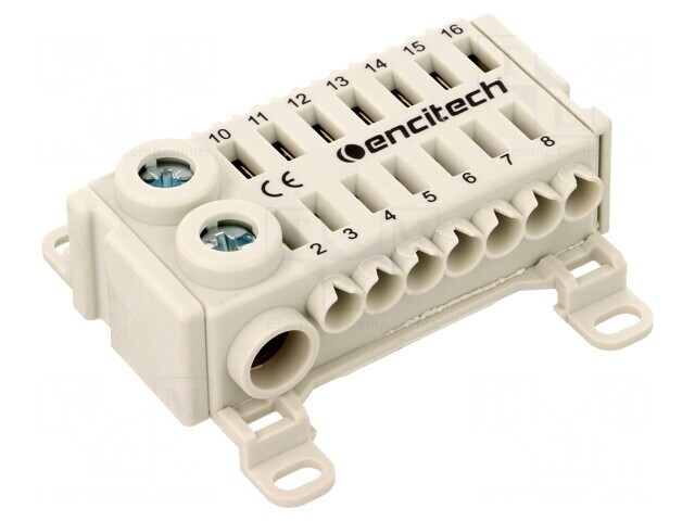 Bloc de Distribuție Gri cu 16 Borne TS35