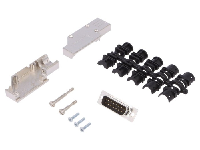 Conector D-Sub 15 pini tată 90&deg; negru