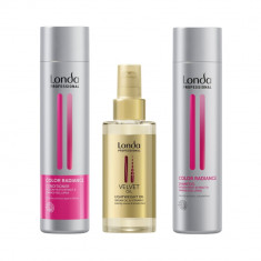 Pachet pentru par vopsit, Londa Professional Color Radiance: Sampon 250ml, Conditioner 250ml, Ulei de par Velvet Oil 100ml