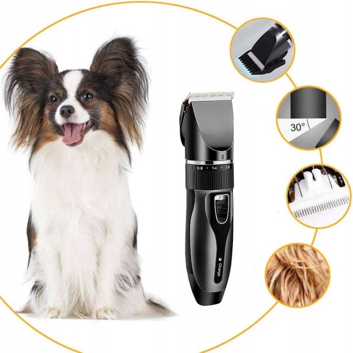 Aparat de tuns profesional pentru cani cu acumulator, lama titan + ceramica, incarcare usb, culoare neagra, model avx-wt-black-t10