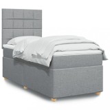 VidaXL Pat continental cu saltea, gri deschis, 80x200 cm, textil