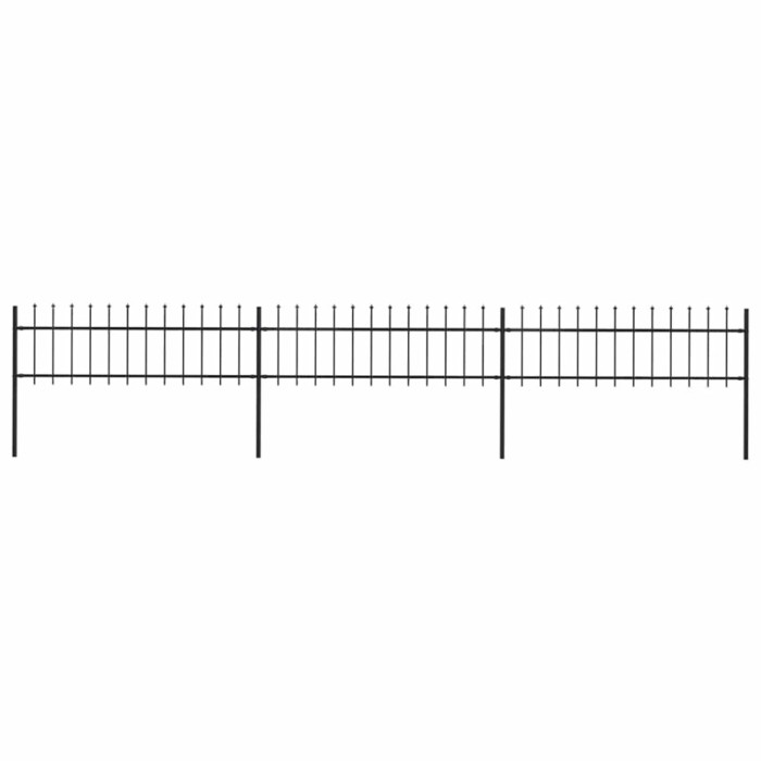 vidaXL Gard de grădină cu v&acirc;rf suliță, negru, 5,1 x 0,6 m, oțel