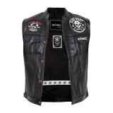 Vesta moto din piele W-TEC Rumbler neagra, stil biker Black Heart