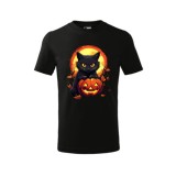 Tricou Personalizat Copii Halloween , Pisica Neagra si Dovleac