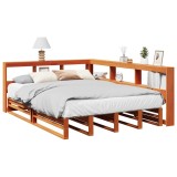 VidaXL Pat cu bibliotecă fără saltea maro 140x190 cm lemn masiv de pin