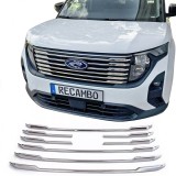 Set de 8 ornamente grila/masca fata cromate din inox pentru Ford Tourneo 2, Ford Tourneo Courier din 2023