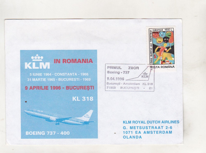 bnk fil Plic ocazional KLM primul zbor Boeing 737 - 1996