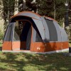 Cort Camping Tunel 3 Persoane vidaXL, Impermeabil, Gri/Portocaliu, Poliester, Montare Usoara, Ventilatie, Buzunare Depozitare