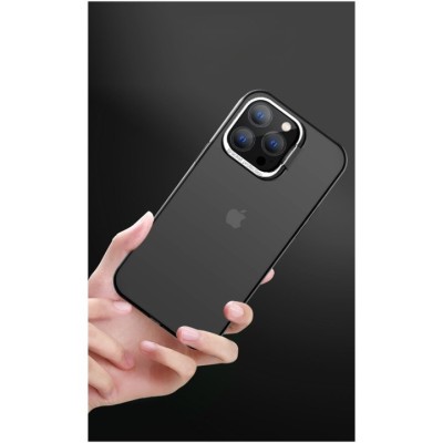 Husa de protectie pentru iPhone 14 Pro Max, cu suport metalic pentru camera, Bracket Series, Flippy, Protectie Antisoc, PC mat, silicon moale pe margi foto