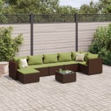 vidaXL Set mobilier de grădină cu perne, 8 piese, maro, poliratan 3308238