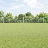 VidaXL Gard din Lanț cu 20 U Posturi Argintii 1.6x10 m Oțel
