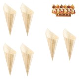 Set Cornete Lemn, 6 bucăți, 18 cm, Prietenos Cu Mediul, Ideale Pentru Gustări, Oem