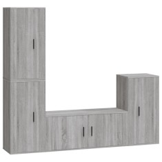 Set dulapuri TV, 4 piese, gri sonoma, lemn prelucrat