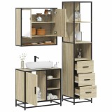 vidaXL Set mobilier de baie, 3 piese, stejar sonoma, lemn prelucrat 3301176