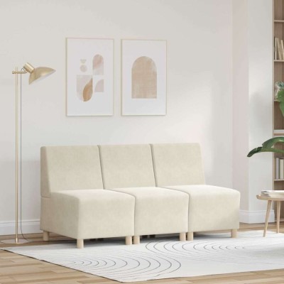 Unitate Sofa Modulară Fără Brațe 3 pcs Crem 55 x 74 x 82 cm foto