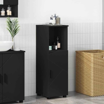 vidaXL Dulap de Baie cu raft Negru 30 x 35 x 95 cm Lemn compozit 883315 foto