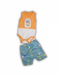 Compleu Body si Pantalon scurt Surf Up Portocaliu bebelusi bumbac 0-9 luni, Necix&#039;s