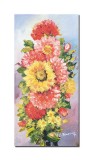 Cumpara ieftin Tablou pictat manual hol, dormitor, living, Crizanteme, 40x20cm ulei pe panza, gata de expus pe perete