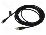 Cablu USB 2.0 VENTION A la C aurit 3m negru textil