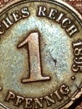 1 pfennig 1895 F, patina, stare EF+ [poze]. Discount conform descriere [10 - 20 %. Vezi descrierea.].