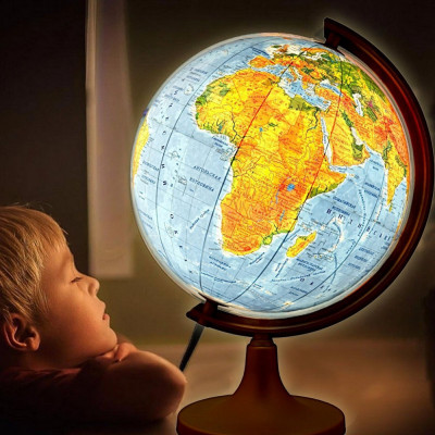 Glob geografic iluminat, harta politica si fizica, diametru 32 cm, meridian foto