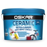 Vopsea ultralavabila interior / exterior Oskar Ceramic satin, alba, 8.5 L