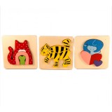 Set 3 ​Puzzle din lemn - Animalute, 7Toys