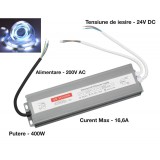 Sursa Alimentare 24V 400W 16.6A Slim IP67, Alimentator Exterior, Carcasa Metalica Aluminiu, LED SMD, Camere Supraveghere, Protectie