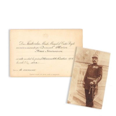 Staur Simionescu, invitație la pr&amp;acirc;nzul regal din 1901 + fotografie de epocă foto