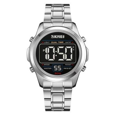 Ceas barbatesc de mana Skmei Digital Sport Alarma Data Cronograf Argintiu foto