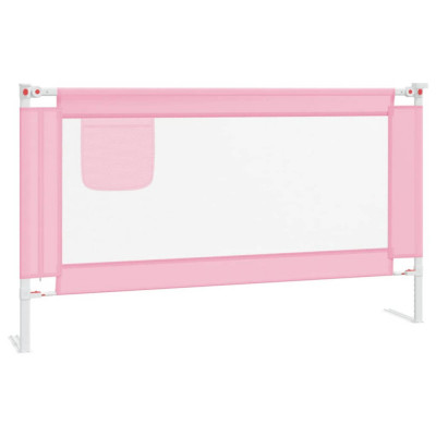 Balustradă de protecție pat copii, roz, 140x25 cm, textil foto