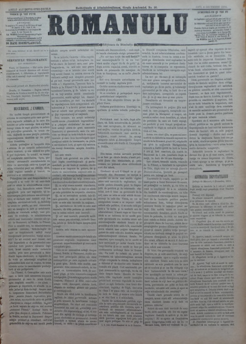 Ziarul Romanulu , 6 Decembrie 1873