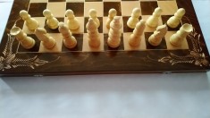 Set Sah urias 64x64cm piese de sah table joc de dame backgammon zaruri maro