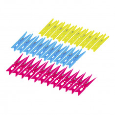 Set 32 cleme pentru rufe, cu arc metalic, din plastic, 98 x 23x 12 mm, 41103, multicolor