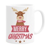 Cana alba personalizata &quot;Merry Christmas Ren&quot;, INOVATIX&reg;. 330ml