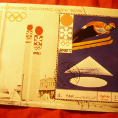 Bloc YAR 1972 Olimpiada de Iarna Sapporo - Ski , stampilat