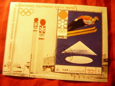 Bloc YAR 1972 Olimpiada de Iarna Sapporo - Ski , stampilat foto