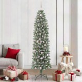 VidaXL Copac Artificial Slăb de Crăciun cu 300 LED Verde și alb 210 cm 3395307