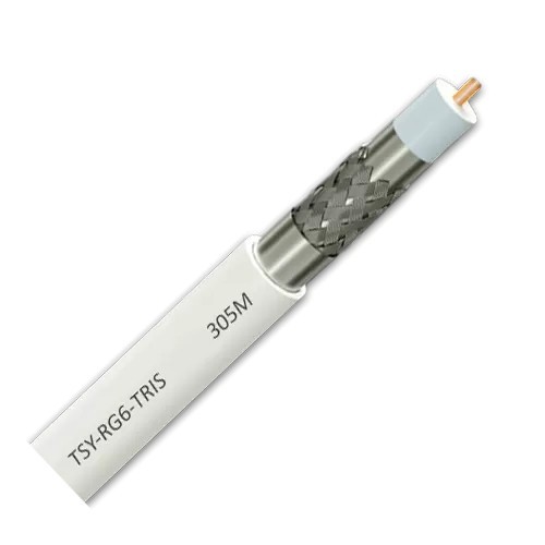 Cablu coaxial RG 6 TRISHIELD, 305m, alb TSY-RG6-TRIS