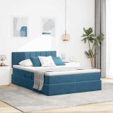 Cumpara ieftin Pat cu storage Albastru inchis 140 x 200 cm Catifea