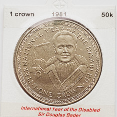 1896 Insula Man 1 crown 1981 Elizabeth II (Sir Douglas Bader) km 79