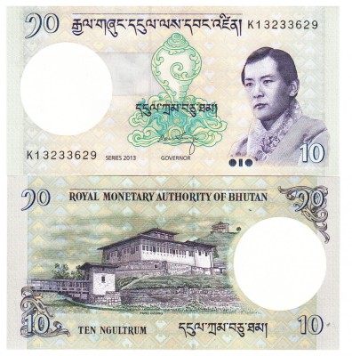 Bhutan 10 Ngultrum 2013 P-29b UNC foto